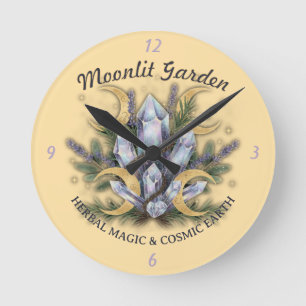 Relógio Redondo Buquê de Cristal do Jardim ao Luar - Magia Herbal