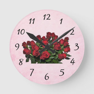 Relógio Redondo Buquê de rosas vermelhas