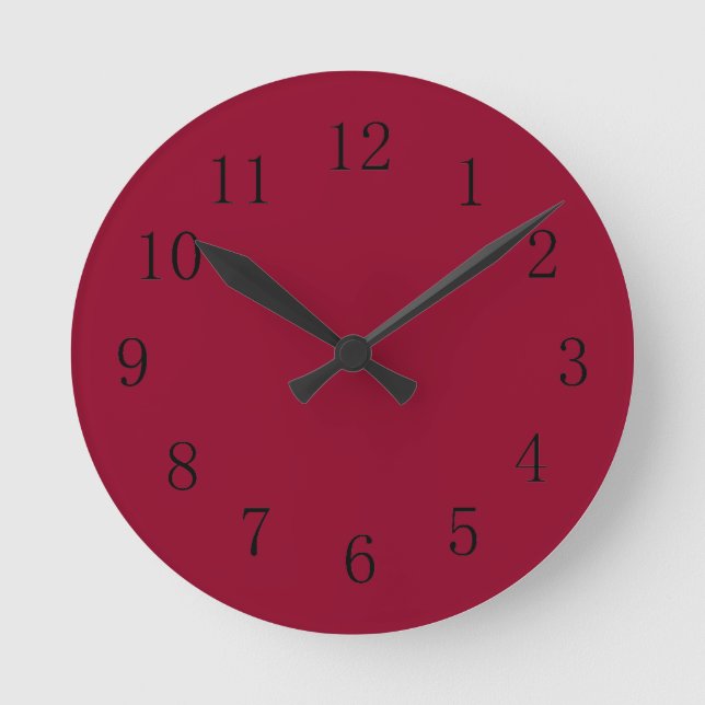 Relógio Redondo Burgundy Red Kitchen Wall Clock (Frente)