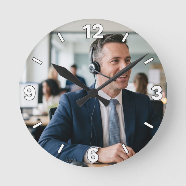 Relógio Redondo Business Customer Service Headset Decor (Frente)