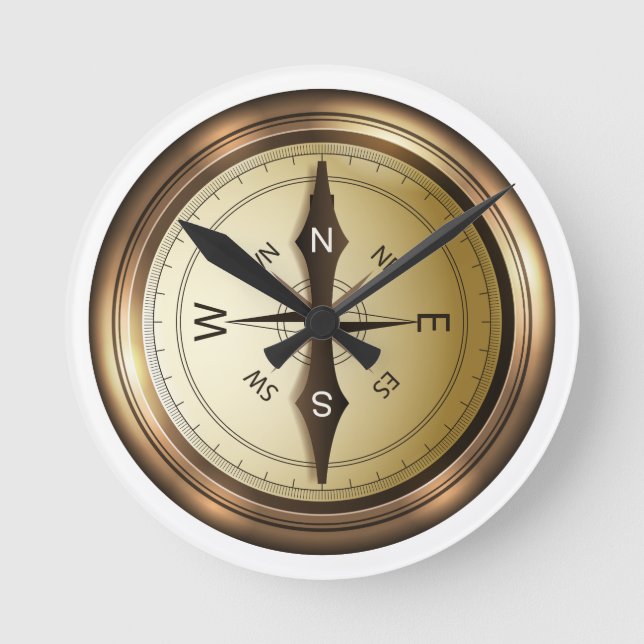 Relógio Redondo bússola norte do sudeste wes (Frente)
