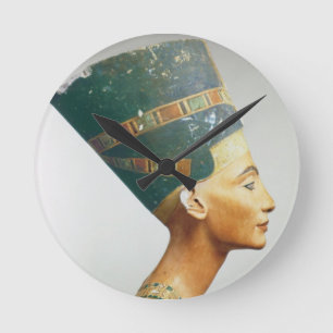 Relógio Redondo Busto da rainha Nefertiti, vista lateral, do studi