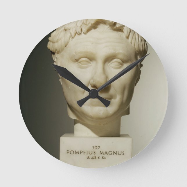 Relógio Redondo Busto de Pompey (106-48 BC) c.60 BC (mármore) (Frente)