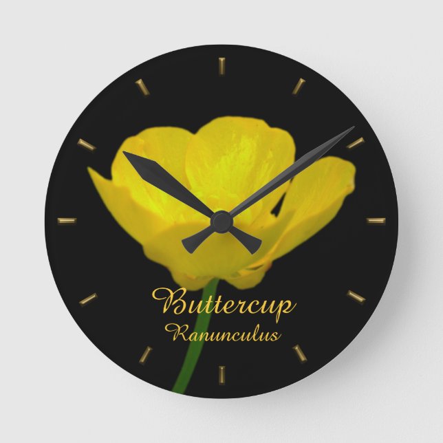 Relógio Redondo Buttercup Clock Custom Wild Flower Wall Clock (Frente)