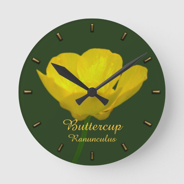 Relógio Redondo Buttercup Clock Custom Wild Flower Wall Clock (Frente)