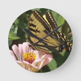 Relógio Redondo Butterfly and Flower