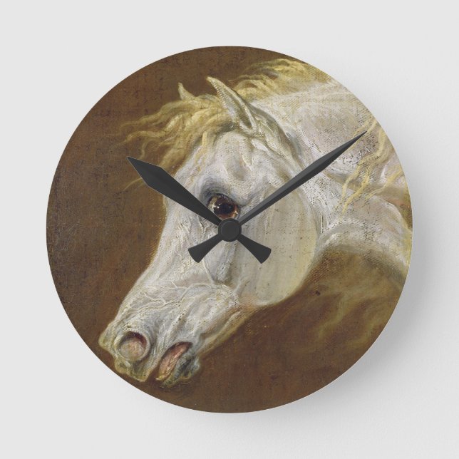 Relógio Redondo Cabeça de um cavalo árabe cinzento (óleo em canvas (Frente)