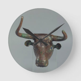 Relógio Redondo Cabeça de um touro, com inscrição Sumerian real