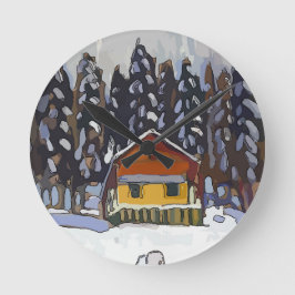 Relógio Redondo Cabina na neve