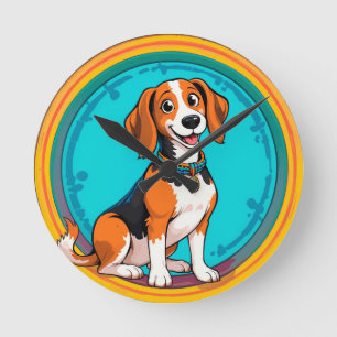 Relógio Redondo Cachorrinho fofo design colorido estilo cartoon