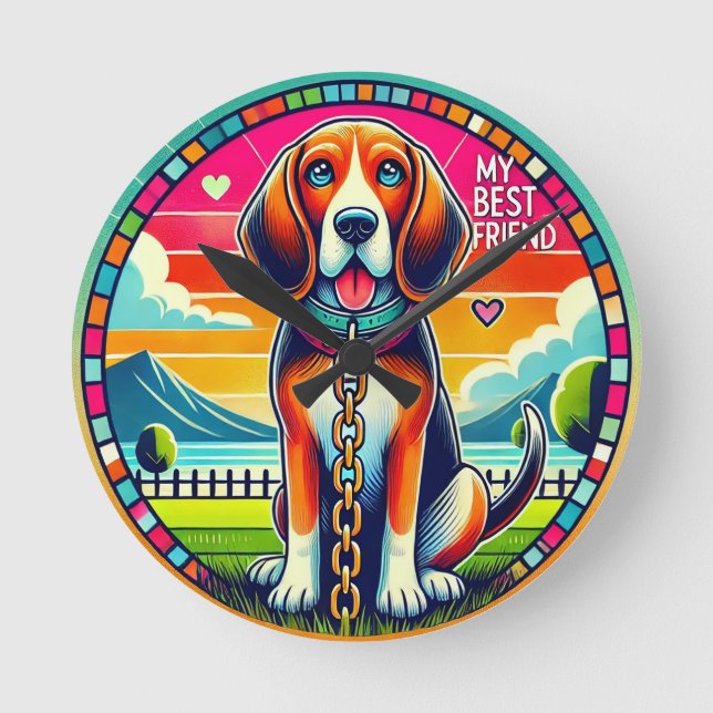 Relógio Redondo Cachorro Animado Fofo (Frente)