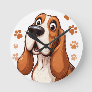 Relógio Redondo Cachorro Cheio com Pawprint Laranja