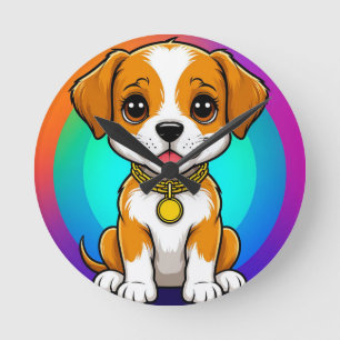 Relógio Redondo Cachorro de Desenho Animado Adorável