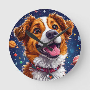 Relógio Redondo Cachorro de Desenho Animado Divertido com Cores Vi