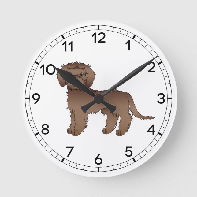 Relógio Redondo Cachorro de desenho animado fofo Goldendoodle Mini (Frente)