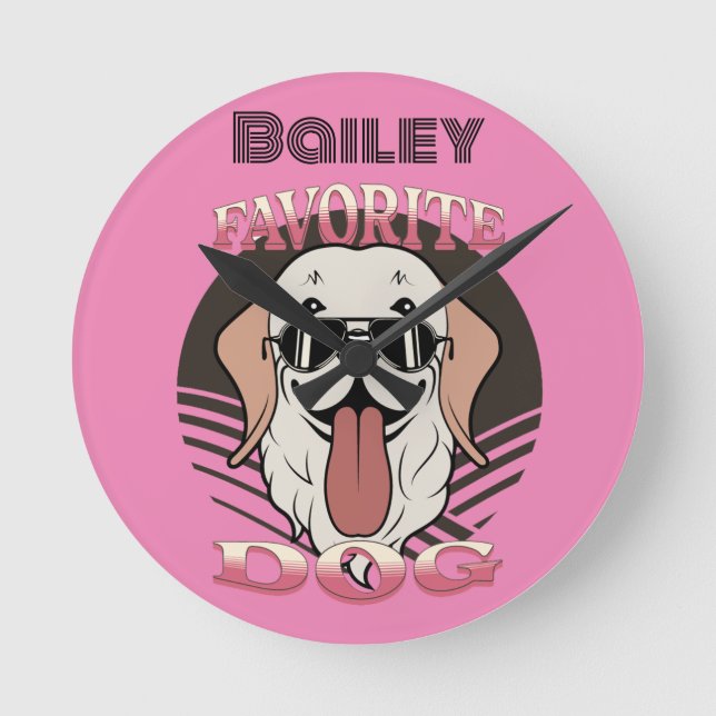 Relógio Redondo Cachorro favorito, gracinha e pai (Frente)