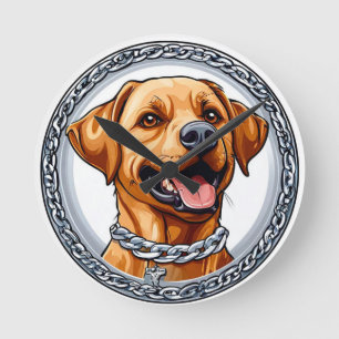 Relógio Redondo Cachorro labrador amarelo fofo