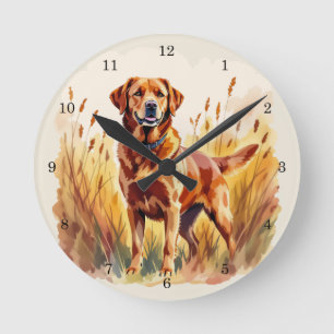 Relógio Redondo Cachorro Labrador Retriever Fox Red