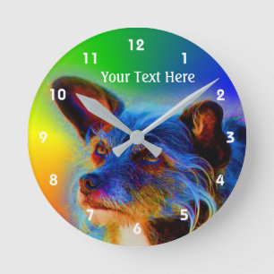 Relógio Redondo Cachorro Mistura de Terrier Arte Animal Abstrato