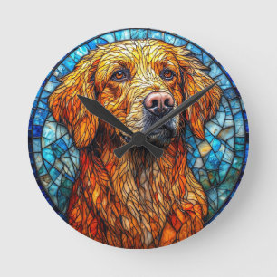 Relógio Redondo Cachorro Mosaico Colorido