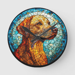 Relógio Redondo Cachorro Mosaico Colorido