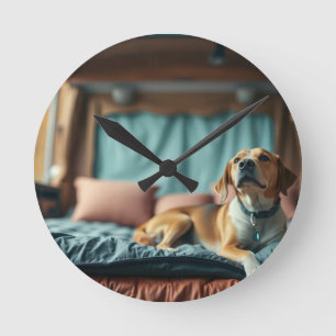 Relógio Redondo Cachorro na Cama