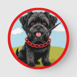 Relógio Redondo Cachorro Negro Cachorro Vermelho com Estilo de Car