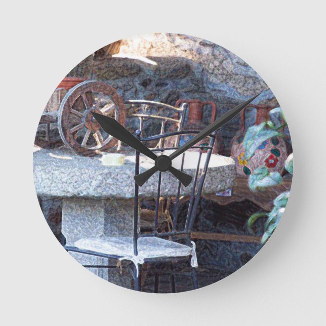 Relógio Redondo Cactus Espanhol Ainda Vida (Frente)