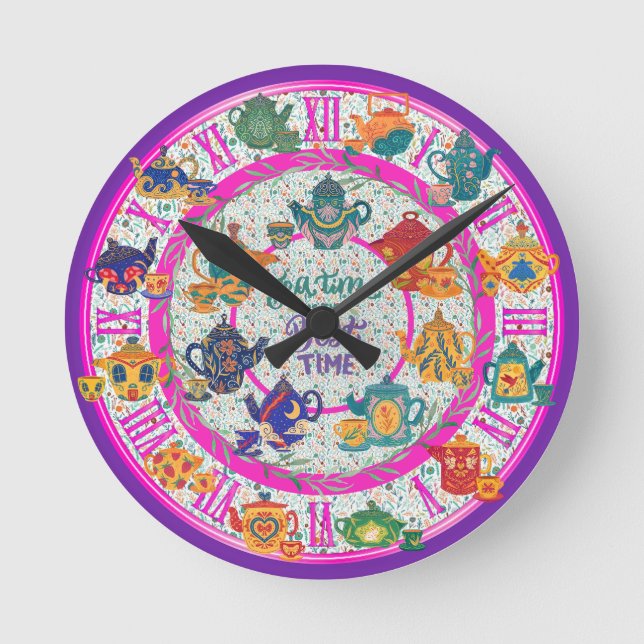 Relógio Redondo Café Compro de Cozinha de Tea Farmhouse de Algodão (Frente)