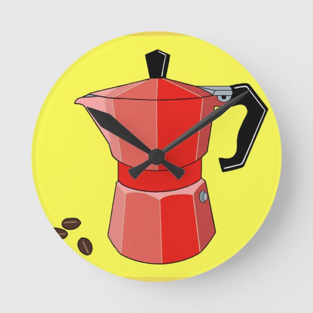 Relógio Redondo Café vermelho do arco-íris (Frente)