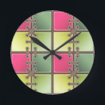 Relógio Redondo calçado laca moda rosa e verde<br><div class="desc">calçado laca cor-de-rosa e verde moda,  relógio de parede redonda</div>