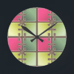 Relógio Redondo calçado laca moda rosa e verde<br><div class="desc">calçado laca cor-de-rosa e verde moda,  relógio de parede redonda</div>