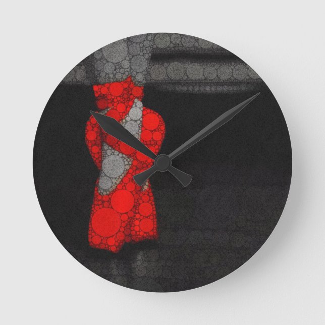 Relógio Redondo Calçados de balé vermelhos modernos (Frente)