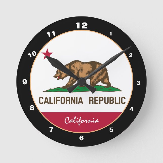 Relógio Redondo California Flag & California fashion /design USA (Frente)