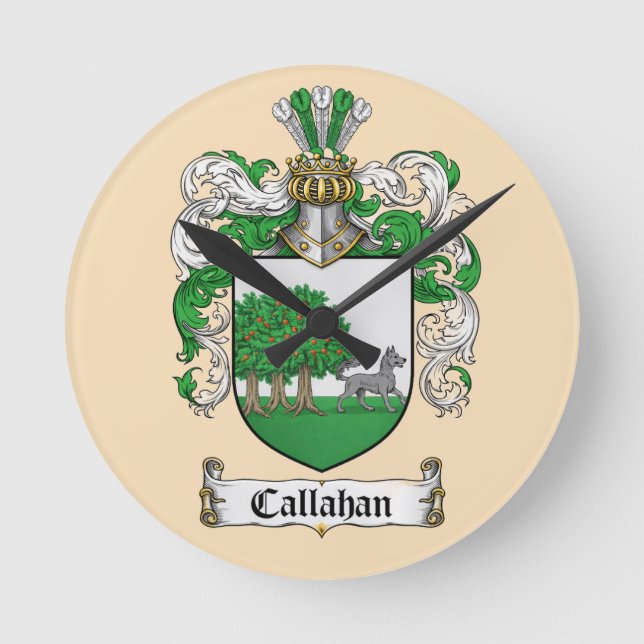 Relógio Redondo Callahan Coat of Arms Round Clock ( (Frente)