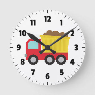Relógio Redondo Caminhão de Bombeiros, Veículo de Construção, Sala