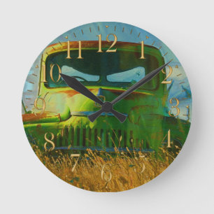 Relógio Redondo Caminhão e Campo da Fazenda Verde Antiga