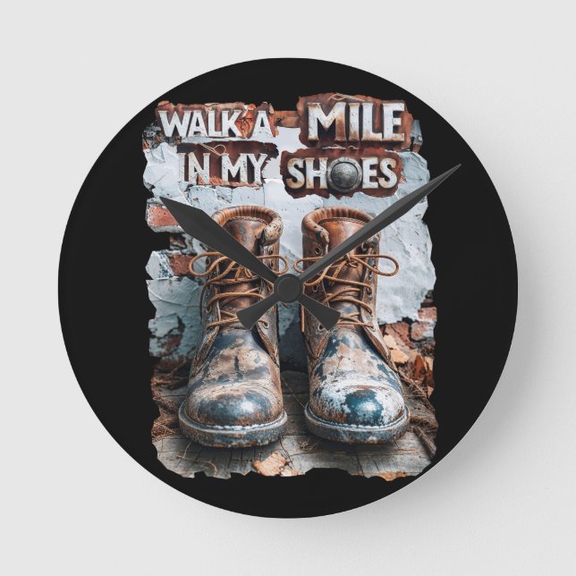 Relógio Redondo Caminhar um monte em meus Calçados - Russo Inspira (Frente)