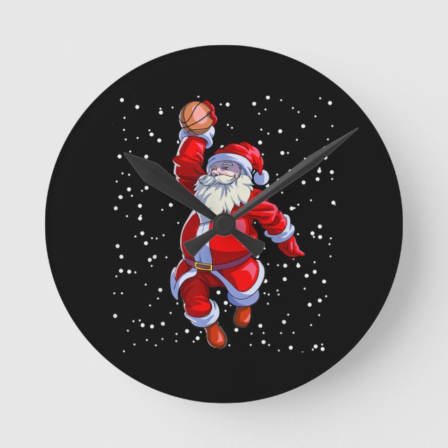 Relógio Redondo Camisa De Natal De Basquete Masculino De Basquete  (Frente)
