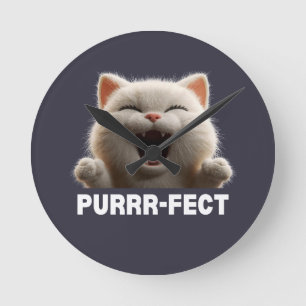 Relógio Redondo Camiseta de Meme de Gato Rindo PURRR-FEITO Engraça