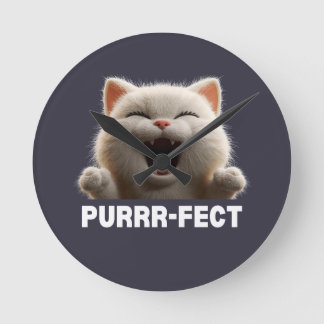 Relógio Redondo Camiseta de Meme de Gato Rindo PURRR-FEITO Engraça