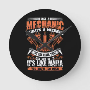 Relógio Redondo Camiseta Divertida de Artesão Uma Vez um Mecânico