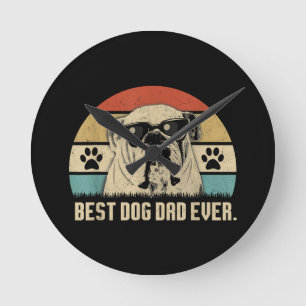 Relógio Redondo Camiseta Melhor Papai Bulldog Inglês Antigo de Tod