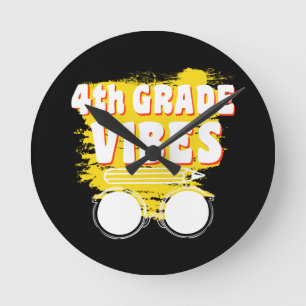 Relógio Redondo Camiseta Vibes de Volta às Aulas 4ª Série Primeiro