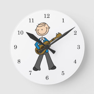Relógio Redondo Camisetas e Presentes do Tocador de Guitarra Homem