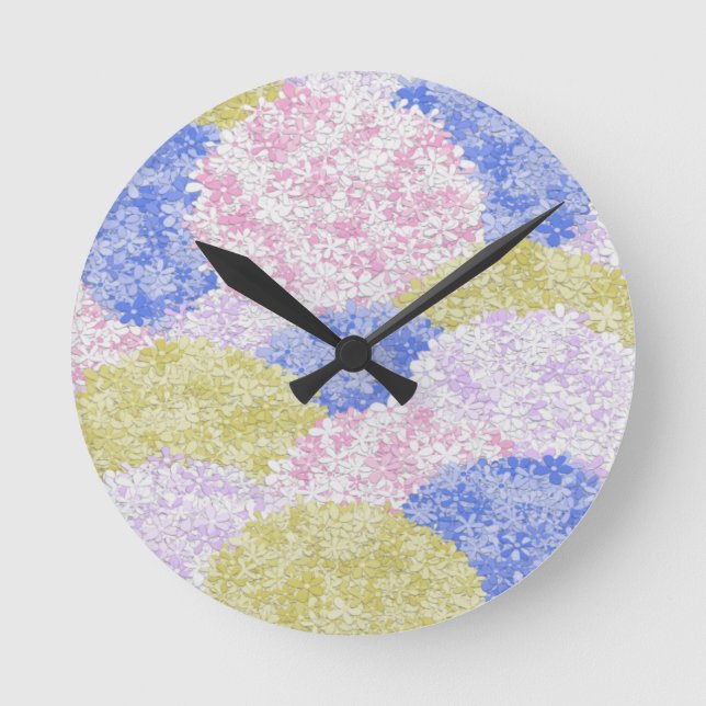 Relógio Redondo Campos De Hydrangeas (Frente)