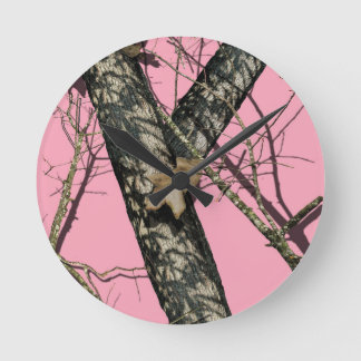 Relógio Redondo Camuflagem cor-de-rosa