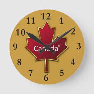 Relógio Redondo Canadá Maple Leaf Clock