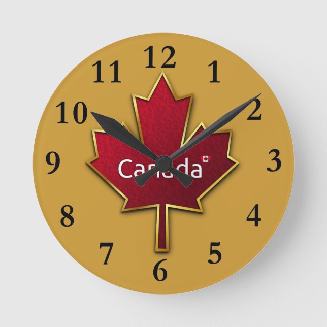 Relógio Redondo Canadá Maple Leaf Clock (Frente)