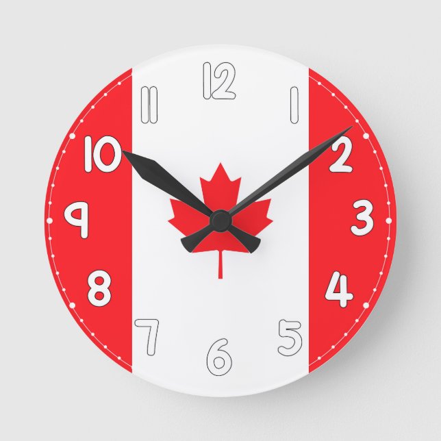Relógio Redondo Canadian Flag Wall Clock - Flag of Canada (Frente)